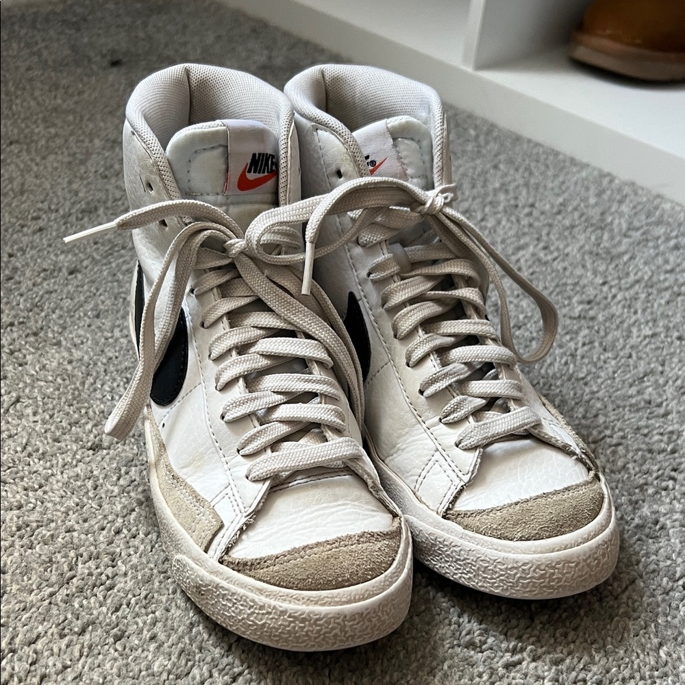 Nike White and Black High-Top Sneakers